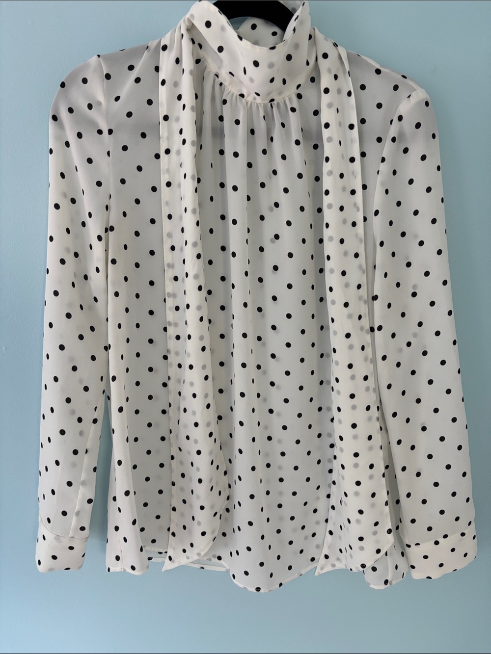 Marc Cain White Polka Dot Tie-Scarf Blouse